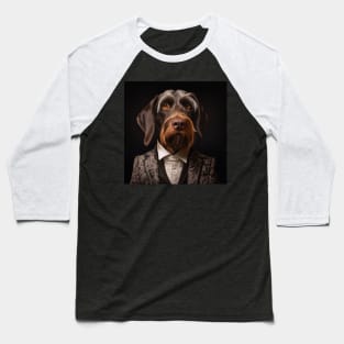 German Wirehaired Pointer Dog in Suit Baseball T-Shirt